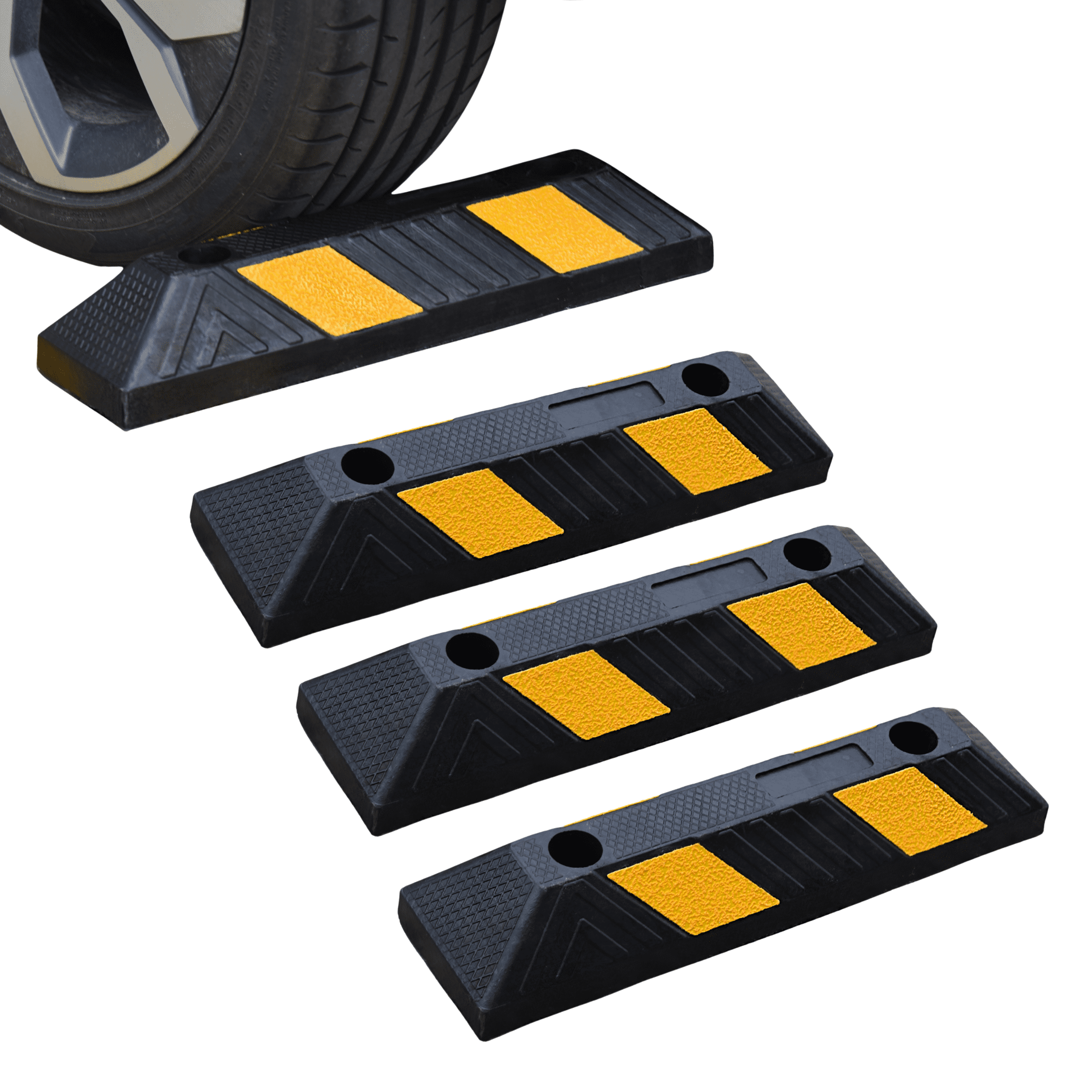 BESEA 21 inch Rubber Curb Parking Stopper for Garage, 4 Pack Heavy Duty Parking Curb Garage Wheel Stopper