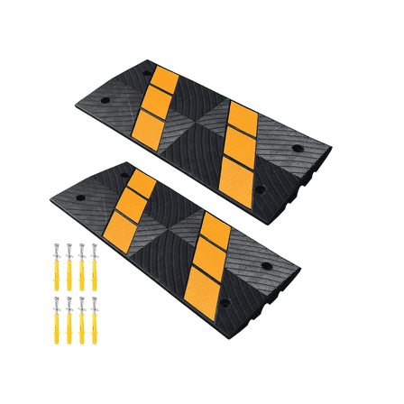 BESEA Rubber Curb Ramps, 2.6'' Rise Curb Ramp for Driveway, Heavy Duty Curbside Bridge Ramps -2 Pack