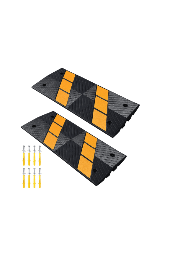 Rubber Curb Ramps, 2.6'' Rise Curb Ramp for Driveway, Heavy Duty Curbside Bridge Ramps -2 Pack