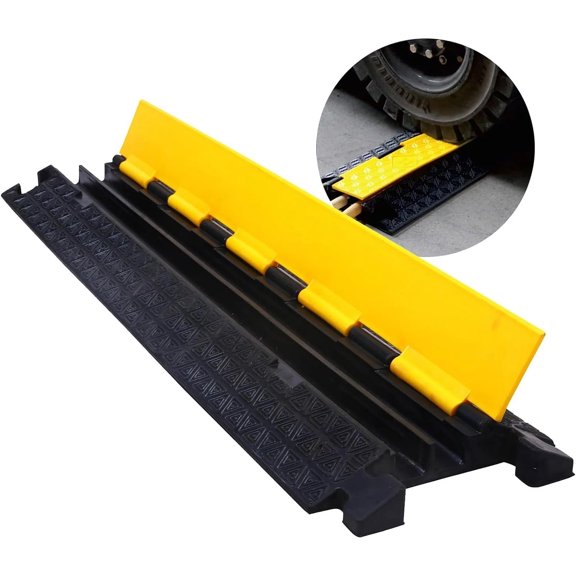 BESEA 4 Pack PVC Cable Protector Ramp, 2 Channels Cables Ramps Cord Cover 20000 lbs Load Capacity
