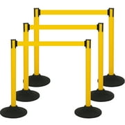 BESEA Stanchion Crowd Control Barrier Kit-6-Pack Stanchions with Retractable Belts for Events and Spaces