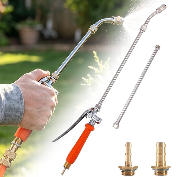 BESEW7 22 Inch Adjustable High Pressure Water Gun with Extension Tube, Stainless Steel Washer Gun for Car Washing Patio Garden Water Hose Cleaning