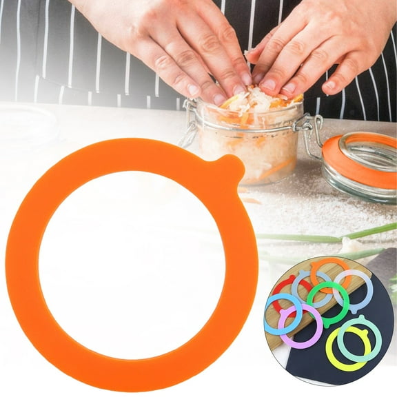 BESEW7 Airtight Silicone Gasket for Regular Mouth Canning Jar Lids, Replacement Rubber Seal Rings for Kitchen Canning, Reusable Silicone O Rings for Dry Food Storage Orange