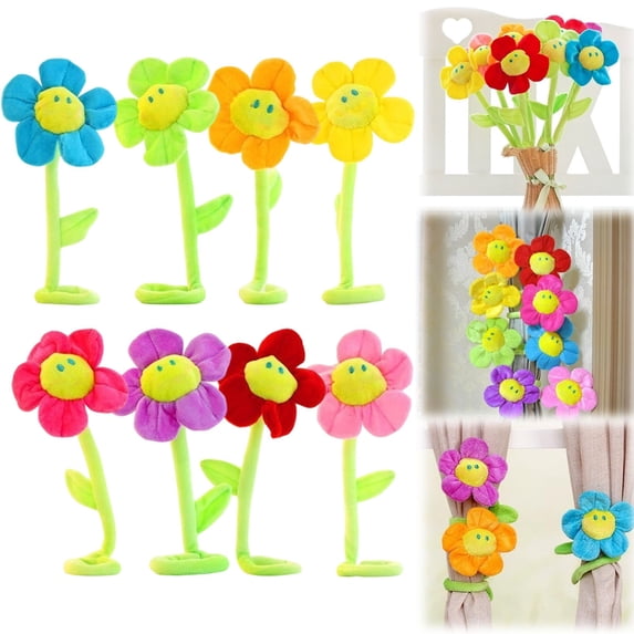 BESEW7 Artificial Sunflowers Plush Bouquet Set of 8 Faux Flowers for Outdoors Bendable Stuffed Floral Home Decoration Graduation Gift