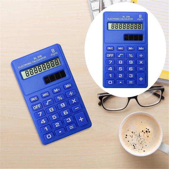BESEW7 Basic Calculator Small Desktop Calculator for Office Home School Supplies 8 Digit Lcd Display Mini Digital Pocket Calculator Blue