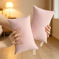 thumbnail image 1 of BESEW7 Camping Pillowcases 2 Pack Microfiber Soft Tiny Travel Pillow Case Machine Washable Portable for Airplane Neck Waist Support Pink, 1 of 10