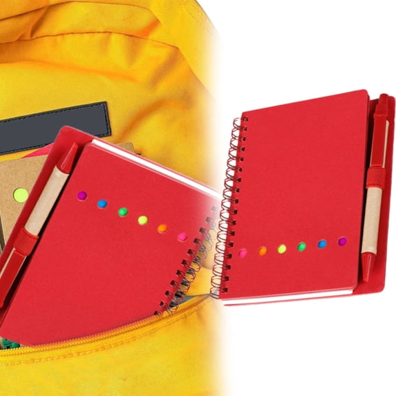 BESEW7 Coil Notebook with Pen Holder Daily Journal for Women Small Notepad for Men Work Notebooks Travel Journal College Ruled Red