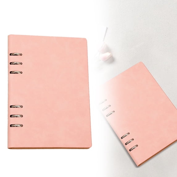 BESEW7 College Ruled Notebook A5 Binder, Journal for Women Small Notebook, Travel Journal for Men, Notebooks Refillable Leather for Work Pink