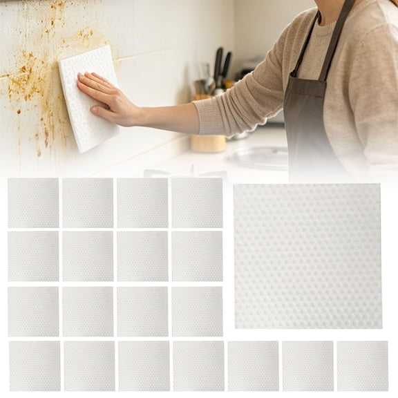 BESEW7 Compressed Sponge Scrubber Sheets 20 Pack, Kitchen Decontamination Pads for Dishes Stove Faucet Descaling Bathroom Narrow Gaps Shoe Refreshing