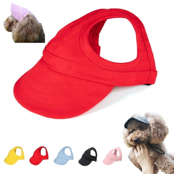 BESEW7 Dog Sun Hat for Large Dogs, Adjustable Baseball Cap with Ear Holes for Summer Outdoor Sport Travel, Pet UV Protection Hat for Dog Costume Red M