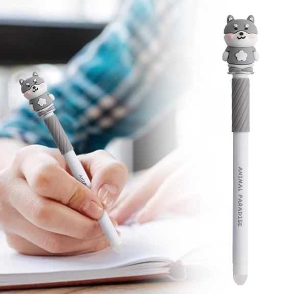 BESEW7 Erasable Pens for Adults 0.5mm Blue Gel Ink Cute Husky Cap Pen Smooth Writing for Planners Notes