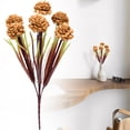 thumbnail image 1 of BESEW7 Fake Flowers Allium Hydrangea Artificial 7 Heads Silk Bouquet for Outdoor Planters Wedding Photo Backdrop Home Brown, 1 of 9