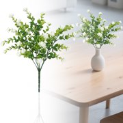 BESEW7 Fake Plants for Outdoors UV Resistant 7-Head Eucalyptus Artificial Roses Faux Flowers for Outdoor Planters Porch Decor White