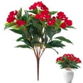 thumbnail image 1 of BESEW7 Faux Flowers for Outdoor Planters Impatiens Bouquet Fake Plants for Porch Patio Balcony Spring Summer Garden Home Decoration Red, 1 of 8