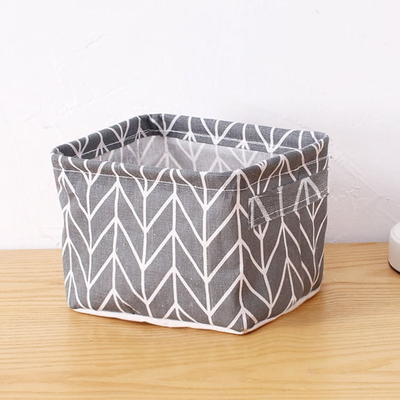 BESEW7 Foldable Storage Bins with Handles, Cotton Linen Laundry Basket for Closet Bathroom Organizers, Pantry Toy Drawer Organizer Shelf Boxes Gray Arrow
