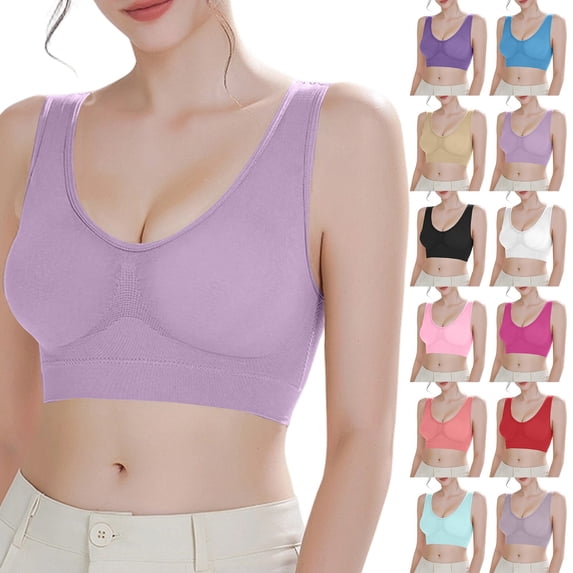 BESEW7 High Impact Racerback Sports Bra for Women Wireless Full Support Gym Bra for Gym Yoga Running Everyday Wear Black S