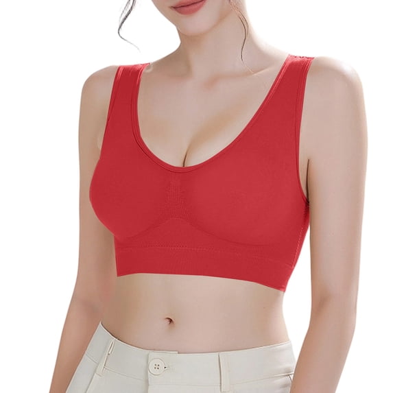 BESEW7 High Impact Racerback Sports Bra for Women Wireless Full Support Gym Bra for Gym Yoga Running Everyday Wear Red 6XL