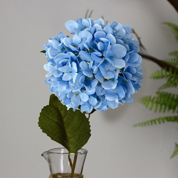 BESEW7 Hydrangeas Artificial Flowers Bouquet Fake Hydrangeas Vase Filler for Farmhouse Wedding Banquet Hotel Front Desk Display Light Blue