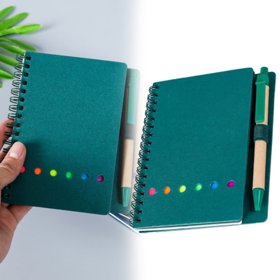BESEW7 Journaling Notebook with Pen Holder Small Spiral Notebook for Work Travel Journal College Ruled Notepad for Men Women Green