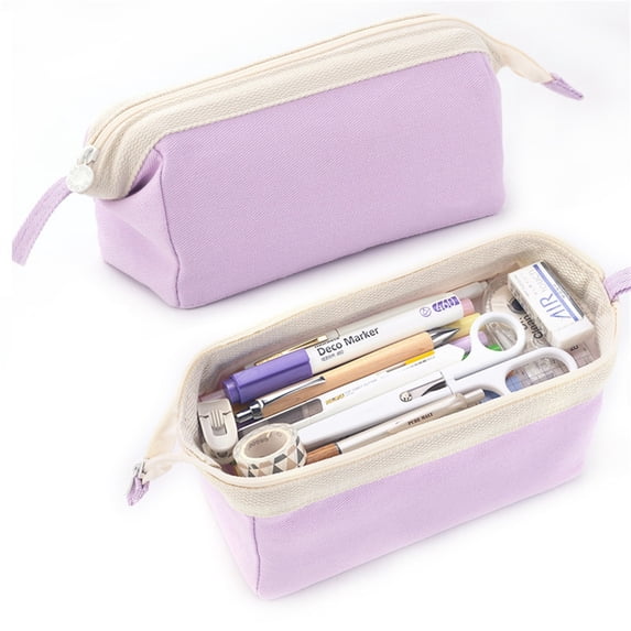 BESEW7 Large Capacity Pencil Case Portable Pen Holder Pencil Pouch Wide Open Marker Case Pouch for Cosmetic Bag Travel Pencil Pouch Purple