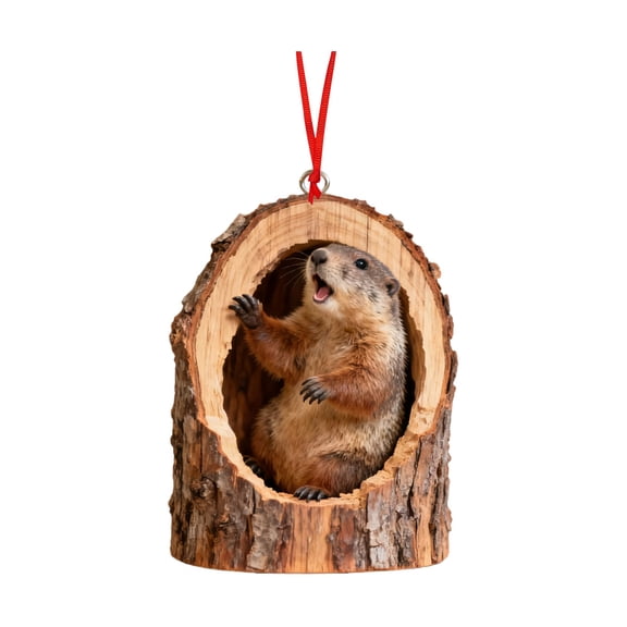 BESEW7 Marmot Stained Glass Style Ornament 2d Acrylic Flat Safari Animal Hanging for Jungle Christmas Tree Decor Window