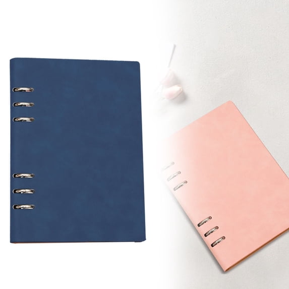BESEW7 Notebooks for Work, A5 Binder Journal College Ruled, Travel Journal for Men, Small Notebook Refillable Leather Planner for Women Blue