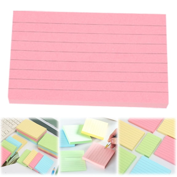 BESEW7 Notepads for Office Supplies Sticky Tabs Transparent Colored Index Cards Ruled Study Paper 5x3 Pink