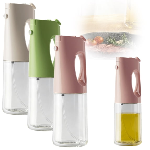 BESEW7 Oil Sprayer for Cooking, 2 in 1 Olive Oil Dispenser Glass Bottle for Kitchen Fryer Salad Frying BBQ Baking No Leak White