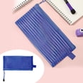 thumbnail image 1 of BESEW7 Pen Holder Mesh Pouch, Pencil Case Bag, Zipper Storage Pencil Pouch for Markers Cosmetics Travel, Large Pencil Pouch Dark Blue, 1 of 9
