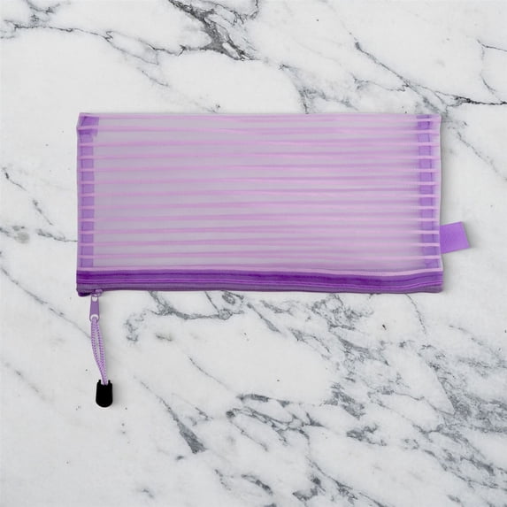 BESEW7 Pencil Case Mesh Pouch, Large Pen Holder Pencil Bag, Zipper Storage Pouch for Travel Office Cosmetics, Special Pencil Case Purple