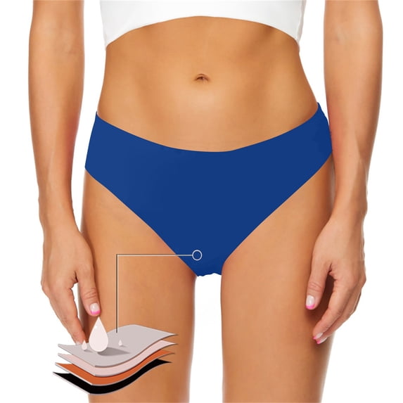 BESEW7 Period Underwear for Women Bikini Swimsuits, Leak Proof Seamless Swim Pants for Teens Absorbent Menstrual Bottom for Pool Beach Blue S