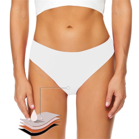 BESEW7 Period Underwear for Women Bikini Swimsuits, Leak Proof Seamless Swim Pants for Teens Absorbent Menstrual Bottom for Pool Beach White L