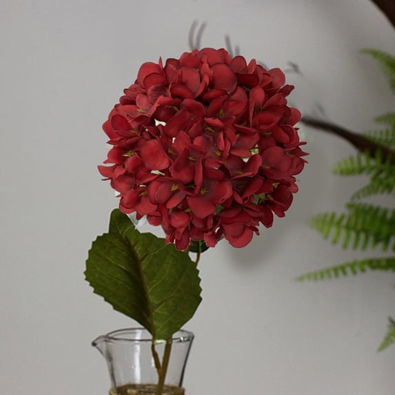 BESEW7 Real Latex Hydrangeas Artificial Flowers Bouquet Fake Flowers for Wedding Arch Backdrop Party Table Gift Wrapping Accent Burgundy