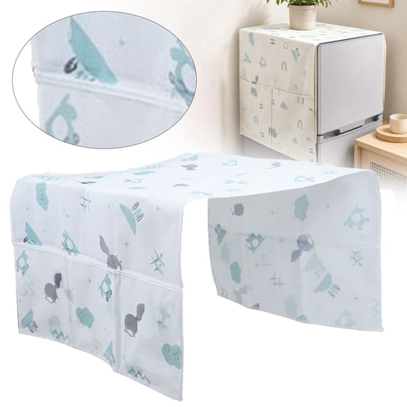 BESEW7 Refrigerator Cover with Storage Pockets, Oilproof Dust Protector for Mini Fridge, Large Capacity for Home Kitchen, Dorm and Apartment, Cooler Cover Organizer