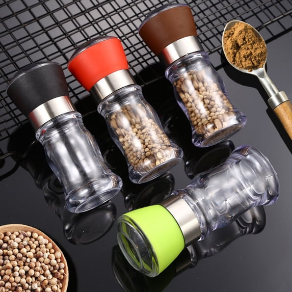 BESEW7 Salt and Pepper Grinder Set, Elegant Glass Bottom Shakers for Cooking and Dining, Compact Seasoning Jars with Screw-On Lids