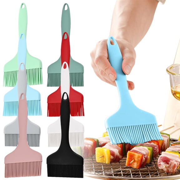 BESEW7 Silicone Grill Brush for Kitchen, Multipurpose Cooking Brush for BBQ Baking Pancake, Non Shedding Reusable Oil Brush Easy Clean Light Blue
