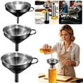 thumbnail image 1 of BESEW7 Stainless Steel Funnel for Kitchen Use Filling Bottles, Leak-Free Small Oil Funnel Set for Home Restaurant Powder Liquid Transferring S, 1 of 8
