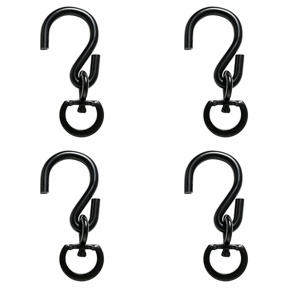 BESEW7 Swivel Ceiling Hooks for Hanging Plants Outdoor, Heavy Duty Plant Hangers for Hanging Baskets, Bird Feeders, Wind Chimes and Patio Decor Black 4PC