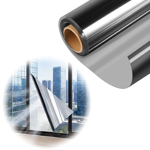 BESEW7 Window Insulation Film Privacy One Way Mirror Sticker for Home Daytime See out Not in Pet Explosion Proof Black Silver 30cm X 1m
