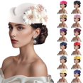 thumbnail image 1 of BESEW7 Women Pillbox Hat with Flower Fascinator for Church Wedding Tea Party, Wool Fascinator Hostess Hat for Flight Attendant Costume Cocktail Formal Events White, 1 of 9