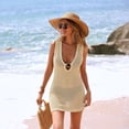 thumbnail image 1 of BESEW7 Womens Crochet Swimsuit Coverup, Knit Hollow Out Sleeveless Beach Dress, Womens Tops Coverup for Summer 2026 Pool Beach Vacation Daily Wear Beige L, 1 of 8