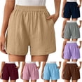 thumbnail image 1 of BESEW7 Womens Summer Quick Dry Athletic Shorts with Pockets, High Waist Elastic Lightweight Breathable Shorts for Walking Gym Workout Casual Training Beige S, 1 of 8