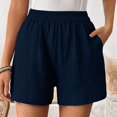 thumbnail image 1 of BESEW7 Womens Summer Quick Dry Athletic Shorts with Pockets, High Waist Elastic Lightweight Breathable Shorts for Walking Gym Workout Casual Training Navy XL, 1 of 8