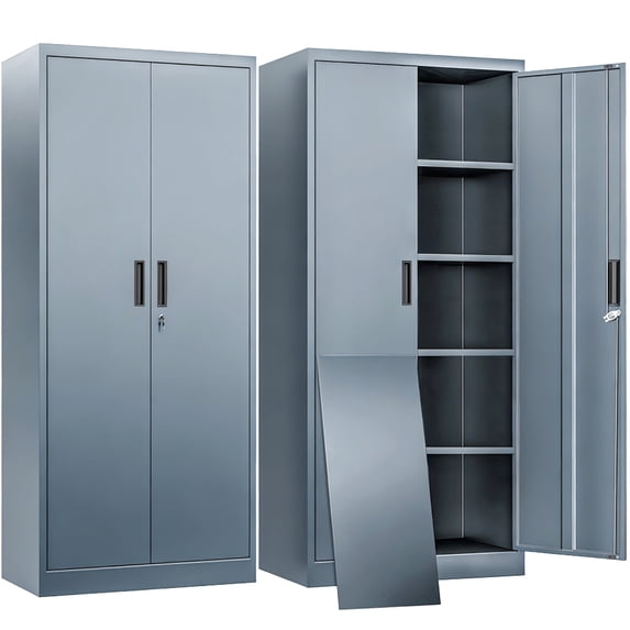 BESFUR Metal Garage Storage Cabinet with Locking Doors and 4 Adjustable ...
