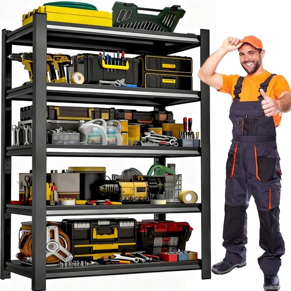 BESFUR Metal Garage Storage Shelves Heavy Duty Shelving Unit 5 Tier Steel Adjustable Organizing Shelves 2500 LBS Capacity Industrial Shelving Ideal for Garage Tote Basement Pantry Outdoor