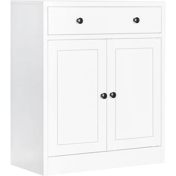 BESFUR Metal Storage Cabinet with Doors and 1 Drawer, 32” Garage Cabinet for Classroom, Home and Office - White
