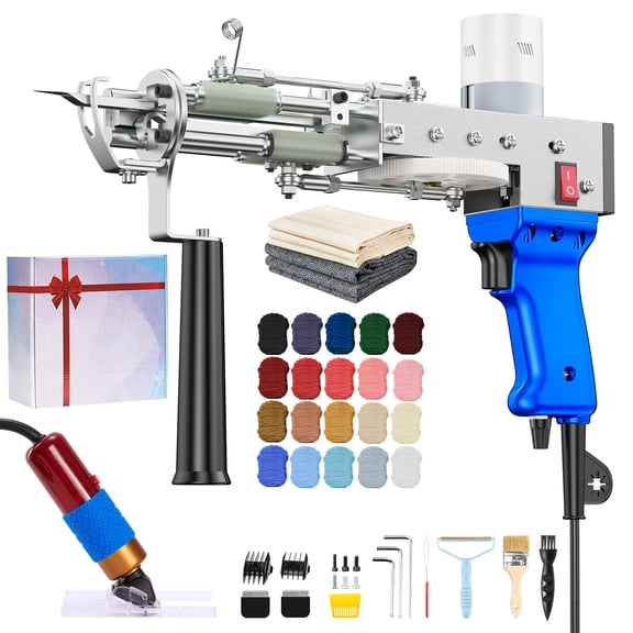 BESGEER Rug Tufting Gun & Carpet Trimmer Kit  2 in 1 Cut & Loop Pile, Rug Making Machine, Rug Tufting Kit for Beginners with Cloth & Yarn