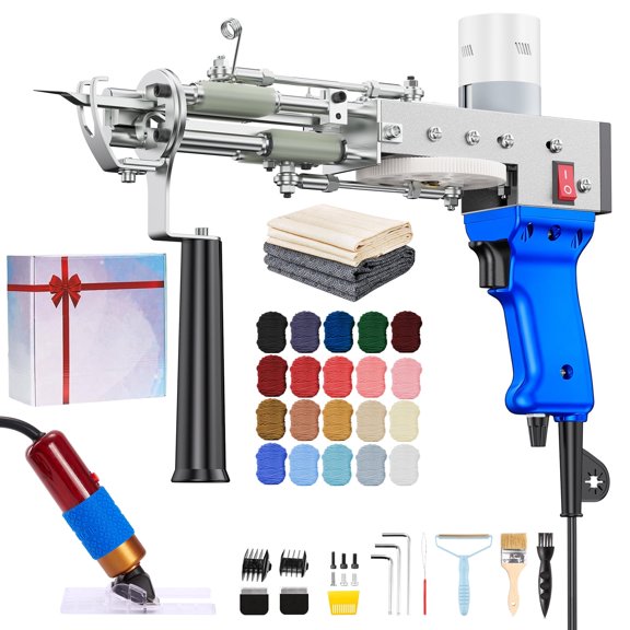 BESGEER Rug Tufting Gun & Carpet Trimmer Kit 2 in 1 Cut & Loop Pile, Tufting Machine Kit for Beginners with Cloth & Yarn