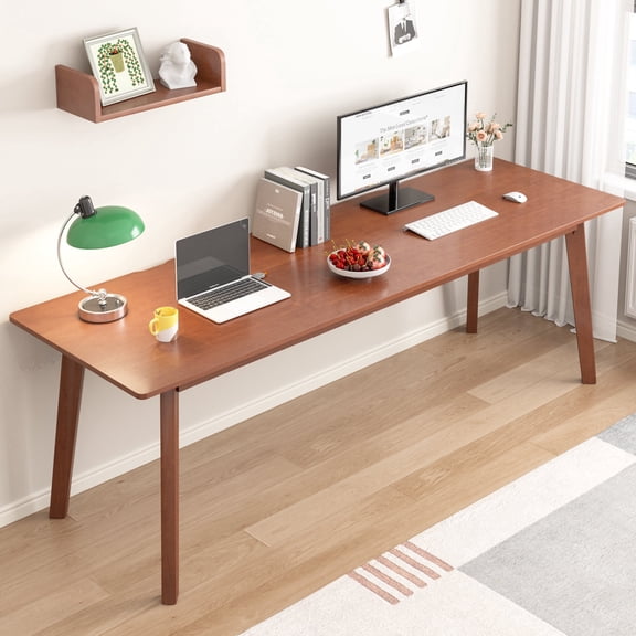 BESKADI Solid Wood Desk with Large Desktop - 70.9" Mid Century Modern Executive Desks, Farmhouse Home Office Computer Desks for Two People, Writing Study Table | 2 Person Desk for Any Room-Walnut