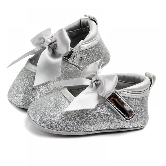 BESLY 0-18M Toddler Baby Girls Princess Sequins Shoes Moccasins with Rubber Sole Flower Print PU Leather Tassel Bow Shoes
